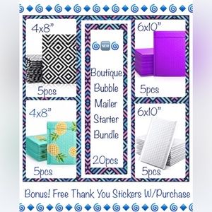 20ct Assorted Bubble Poly Mailers 🌀🆕🌀Boutique Starter Package⭐️20 TY Stickers